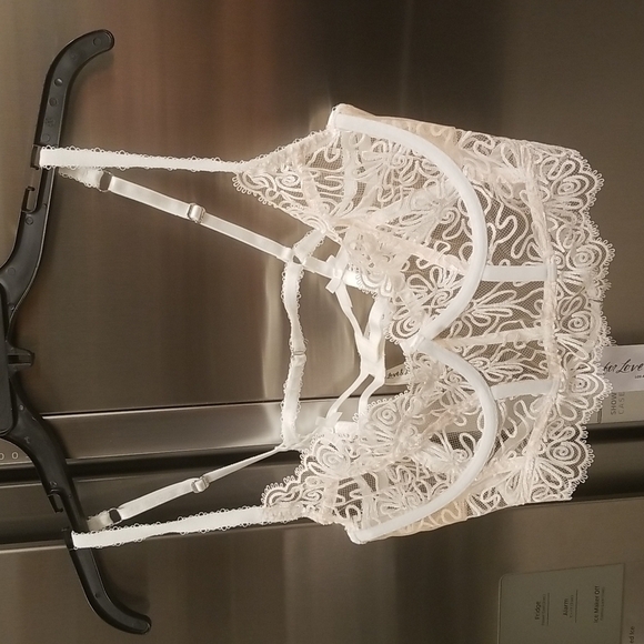 💕FOR LOVE AND LEMONS💕 White Swirl Lace Bustier ~ Off White Large L NWT - Picture 1 of 11